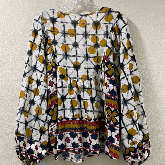 SOLITAIRE Boho Tie Dye Abstract Contrast Fabric Long Bubble Sleeve - XL - Picture 2 of 13